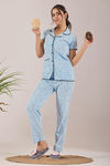 Sweet Moon Knit Cotton Pyjama Set - Baby Sky — thumbnail 4